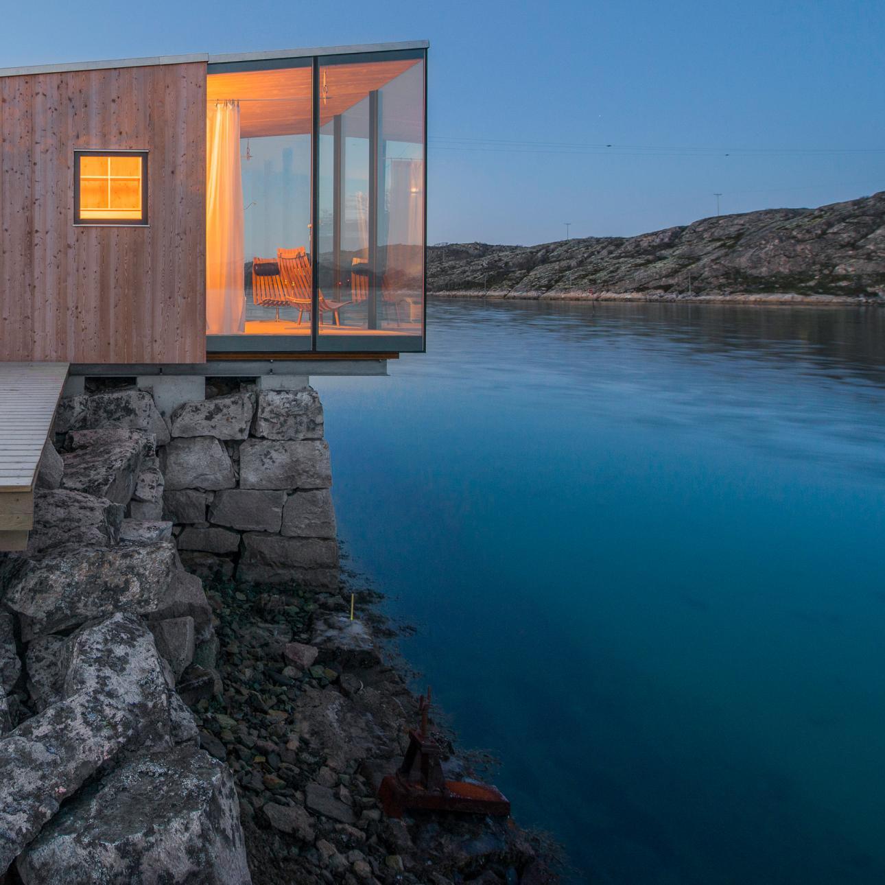holiday in remote on the beach sea cabins at Manshausen Seacabins